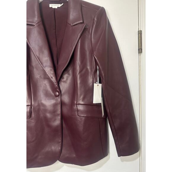 Women’s Plum Faux Leather Blazer Jacket - Picture 6 of 16